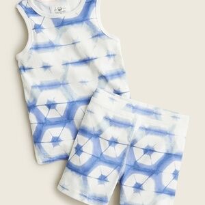 J.Crew Crewcuts Kids Blue Fountain Mist tank top pajama sleep set Size 2 NWT